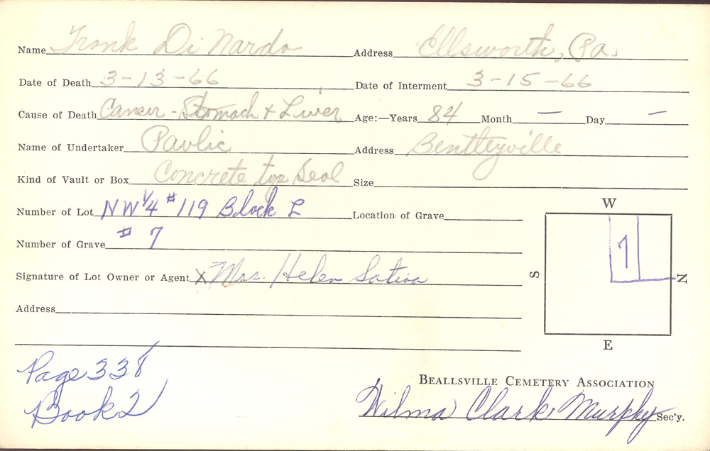 burial card